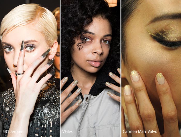 nyfw fall 2016-2017 glitter nail trend