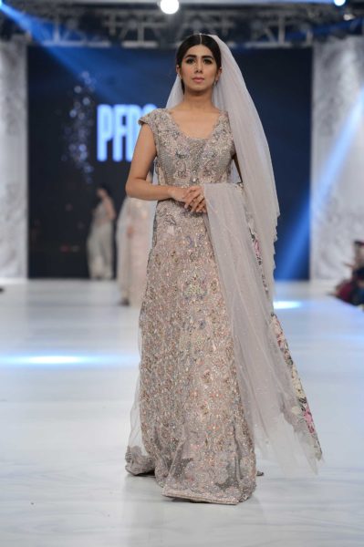 pakistani designer embellished grey bridal gown 2016-2017