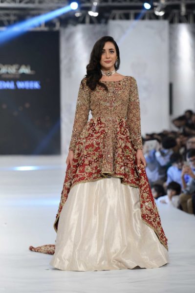 pakistani designer maroon bridal dress 2016-2017