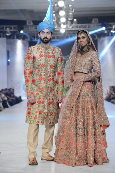 pakistani designer peach bridal lehenga 2016-2017