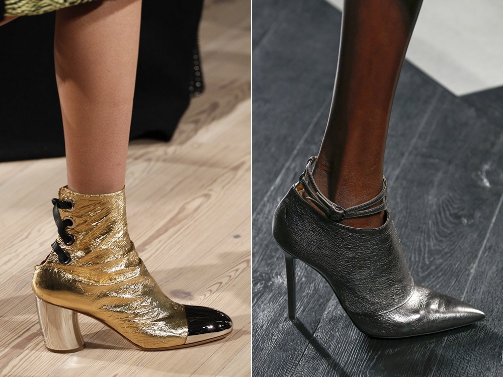 Top winter fall 2016-2017 metallic gold and silver shoes trend