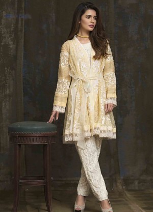 lime yellow pakistani party wear dress 2016-2017