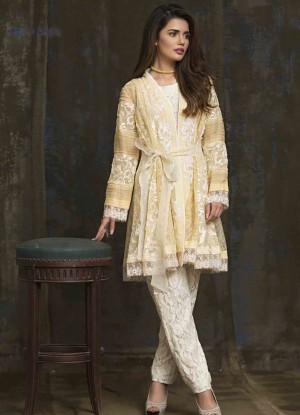 lime yellow pakistani party wear dress 2016-2017