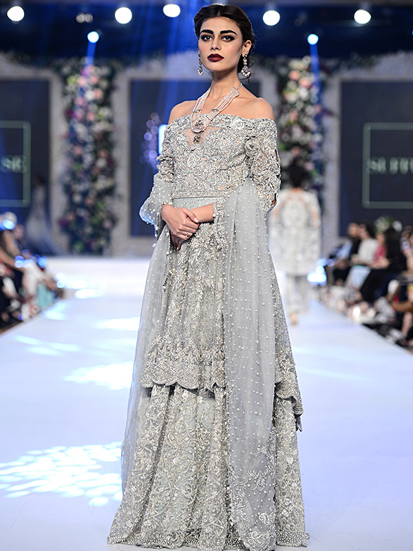  Pakistani Designer Walima Dresses 2017 in grey color