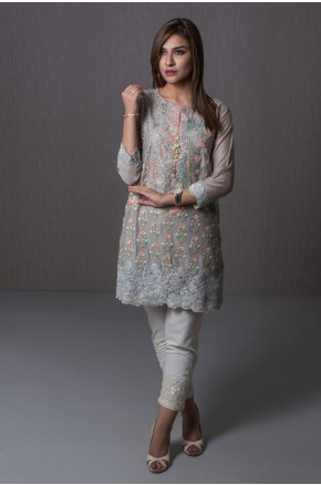 Khaadi pakistani party wear sky blue dress 2016-2017