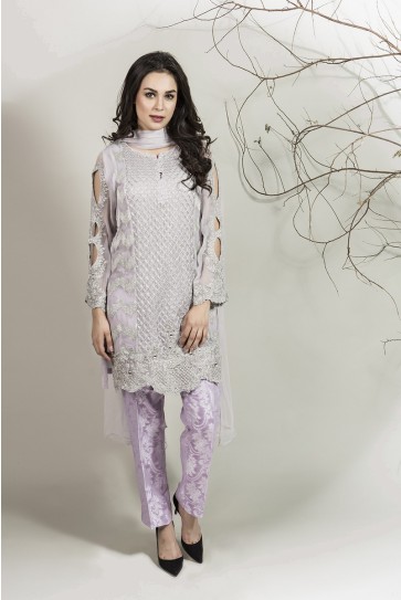 Maria B pakistani party wear lilac dress 2016-2017