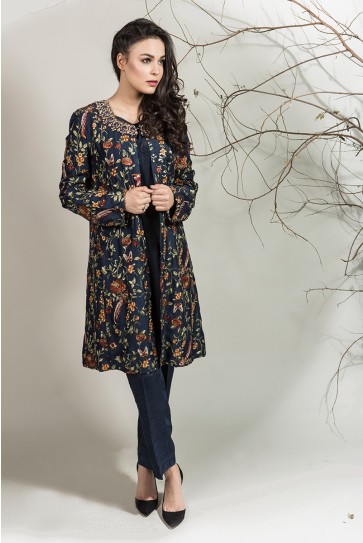 Maria B pakistani party wear navy blue dress 2016-2017