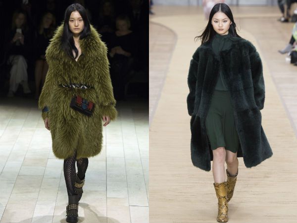 top winter fall 2016-2017 green fur coat trend for women