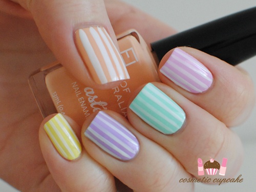 stripes pastel manricure ideas 2020for spring/summer