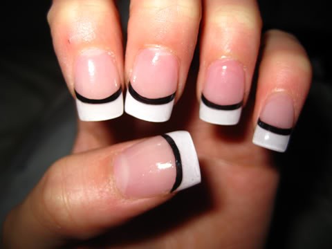 black and white French nails for spring/ summer 2017