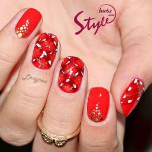 best red eid party nail art designs 2017 for pakistani girls