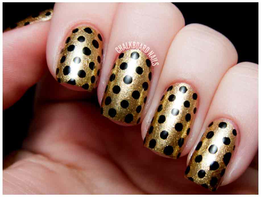 golden and black eid party nail art designs 2017 for pakistani girls