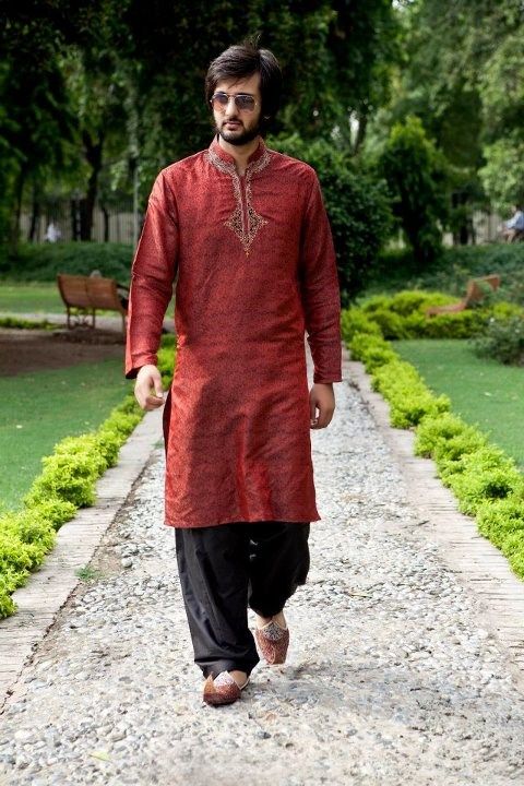 Mehndi Kurta Designs 2021 For Men In Red Color