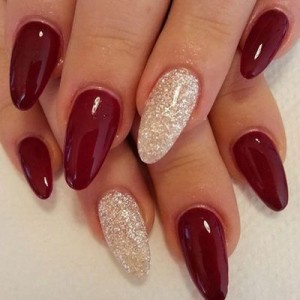 Red And Golden Nails For Wedding