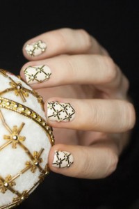 Beautiful off White and golden Nails For Wedding
