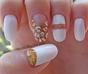 Beautiful White Nails with accessorise For Wedding