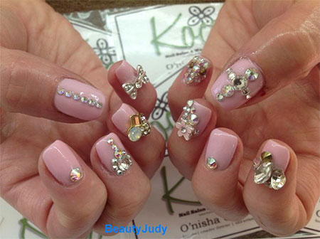 Gorgeous Pink Nails For Brides with accessorise