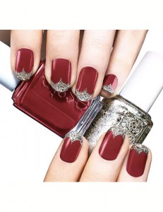 maroon nails for wedding