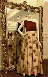 Threads and Motifs maroon printed lehnga choli 2019