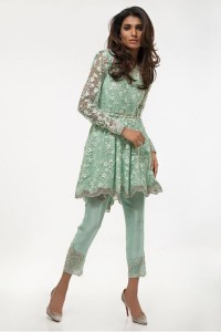 Latest Pakistani Eid Dresses 2018 For Women In Sea Green Color