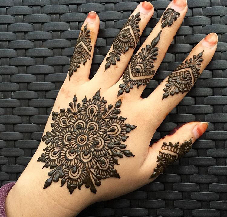 Floral Circle Mehndi Design for Hands