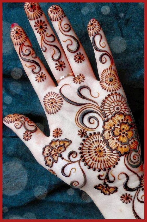 Simple Arabic Henna Pattern for Left Hand