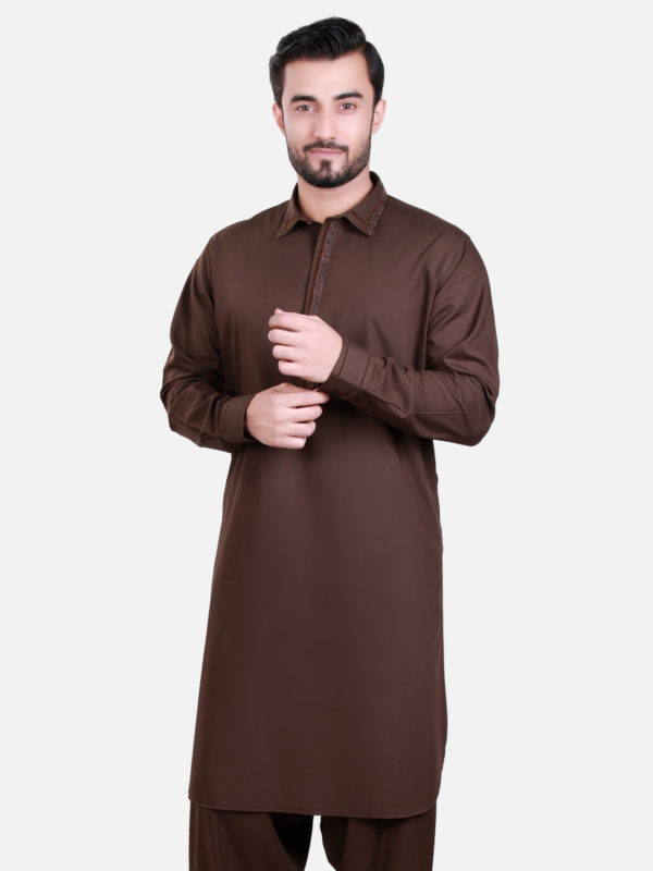 Edenrobe Shalwar Kameez 2020 in Dark Brown Color