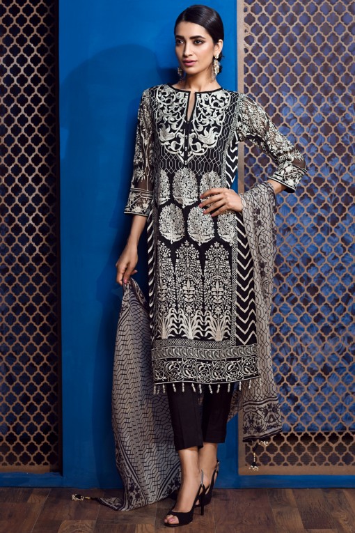 Khaadi Eid blackChiffon Dress