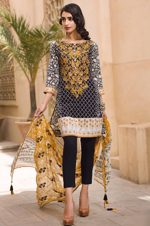 Khaadi Black Lawn Eid Dress