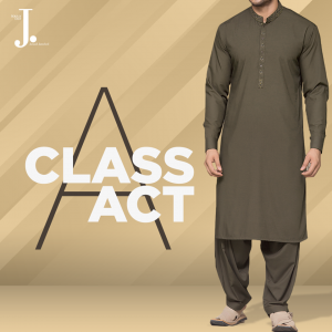 J. Dark Green Men Kurta Shalwar for Eid 2019