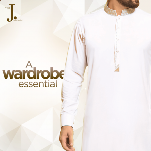 Off White Eid Kurta by J. 2019 with Price