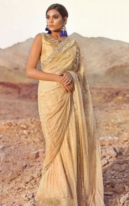 Teena Durani Sari 2017 in Off White Color