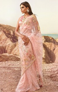 Teena Durani Sari 2017 in Pink Color
