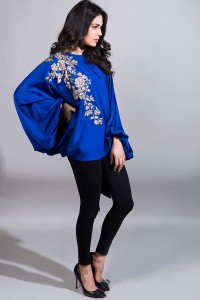 Maria B Blue Silk Top for Eid