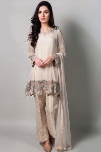 Maria B off-white Net A-Line Frock for Eid