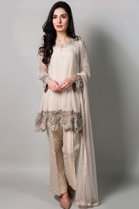 Maria B off-white Net A-Line Frock for Eid