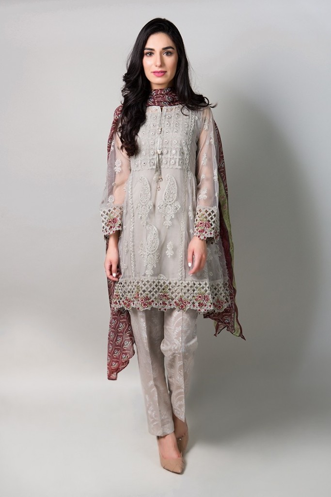 Light Grey Eid Frock by Maria B