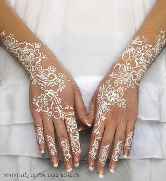 Beautiful White Mehndi Designs for Bridals 