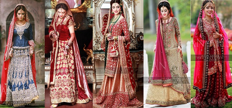 Beautiful Pakistani Bridal Dresses For Barat Day 2017 2018 In Red And Gold Color