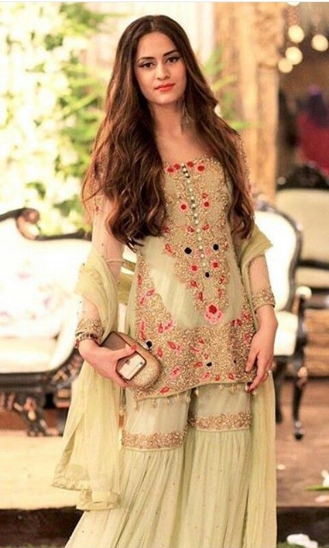 Short Shirt with Sharara or gharara for Walima