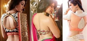 Trendy Back Neck Blouse Designs for Saree 2017