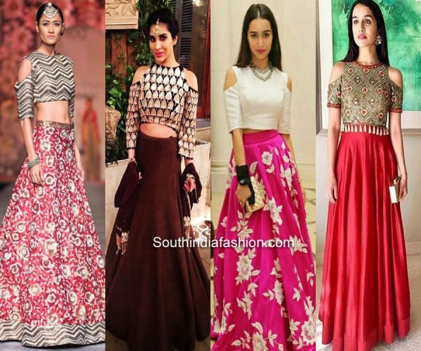 Cropped Designer Blouse Designs for Lehenga 2017