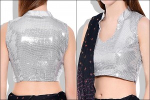 Silver Designer Blouse Design for Lehenga 2017