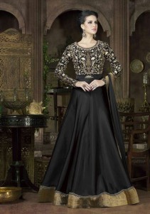 black Party Wear Anarkali Frock Indian and Pakistani