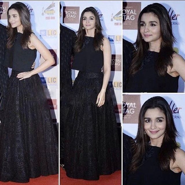 Alia Bhatt in party wear black skirt 