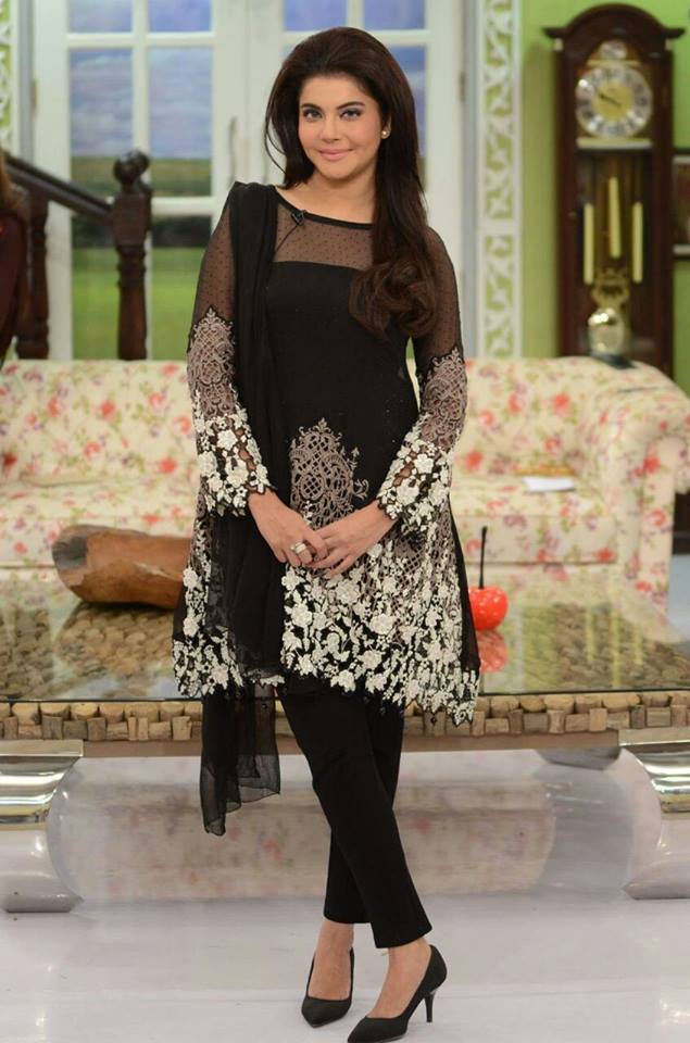 Nida Yasir in Formal Wear Black Shirt for Party