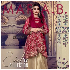 Aiman Khan in Maria B Red & Gold Embroidered Shirt with Gharara