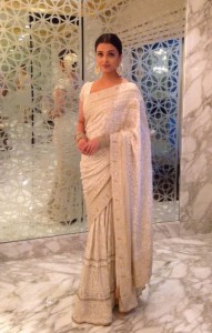 Ashwariya in Designer Party Wear White Saree Designs 2017 2018