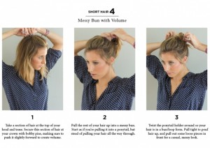 Cute Messy Bun Hairstyle for Short Hair for School