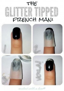 French Glitter Tips DIY Nail Art Designs